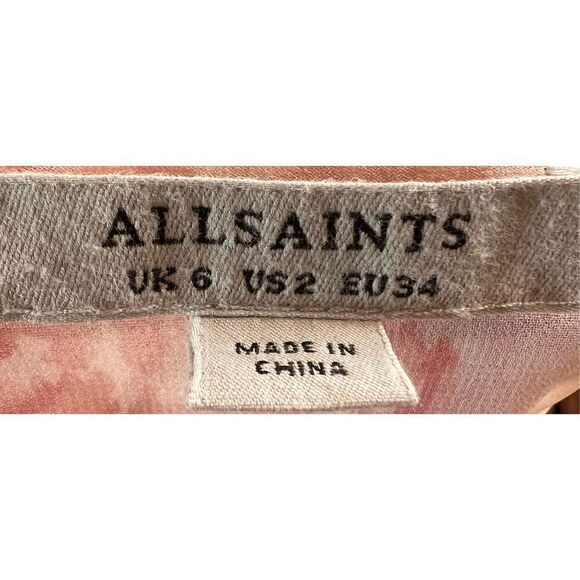 AllSaints Penny Masala See-Through Blouse in Soft Pink NWT Size 2 - Picture 5 of 6